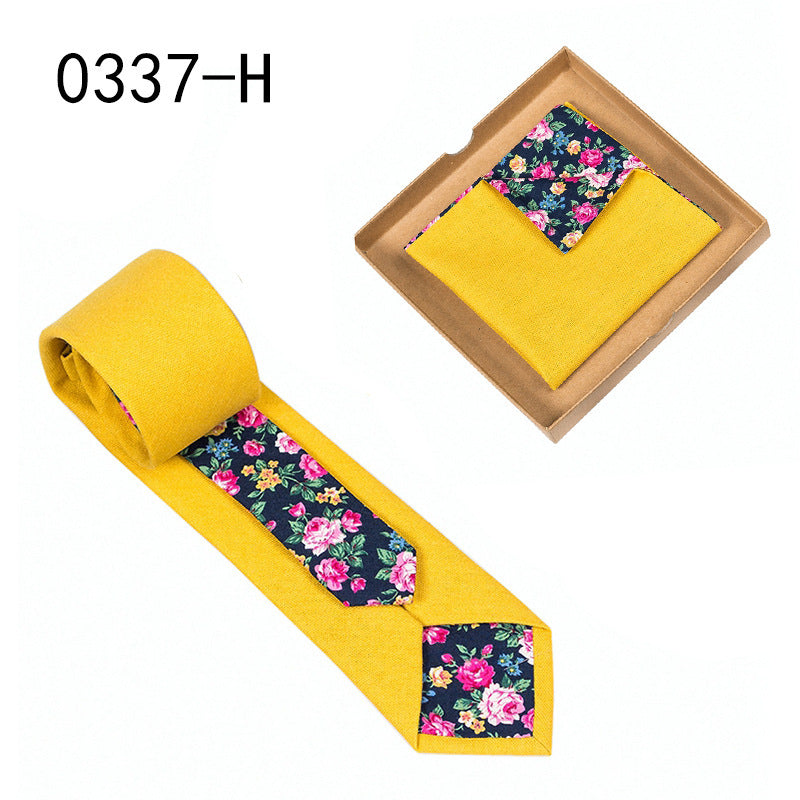 Men's Floral Print Tie and Pocket Square
