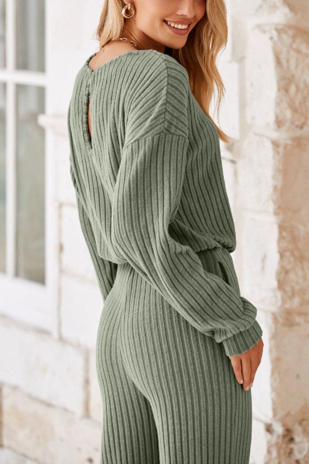 Round Neck Long Sleeve Jumpsuit by Lady Ros