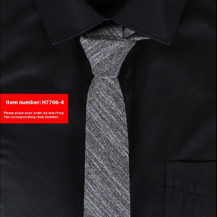 Solid Color Narrow Cotton Men's 6cm Tie