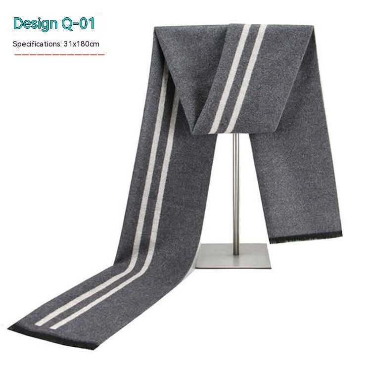 Men's Striped Winter Warm Artificial Cashmere Scarf For Men