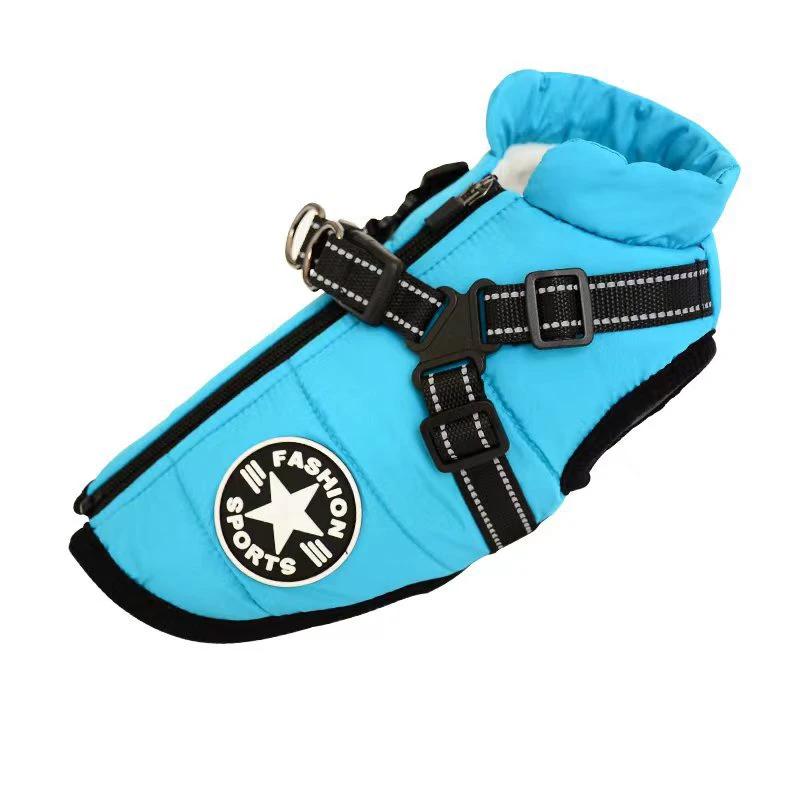 Waterproof Dog Clothes Winter Dog Coat With Harness Warm Pet Clothing Big Dog Jacket Chihuahua Labrador Coat Costume by GJG Denim