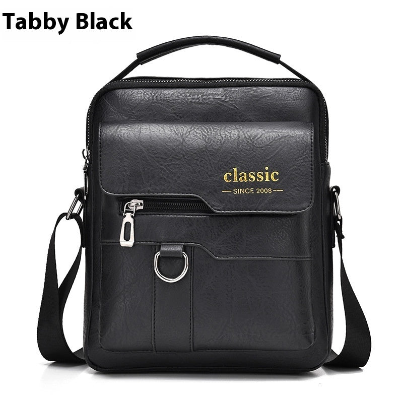 Men's Messenger Bag One Shoulder Retro Business Backpack PU Leather Flaps Crossbody
