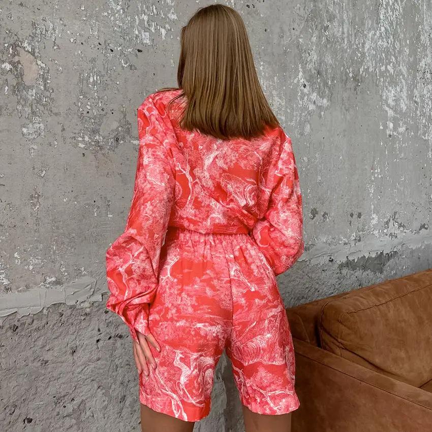 Loose-fitting Long-sleeve Shorts Womens Set by GJG Denim