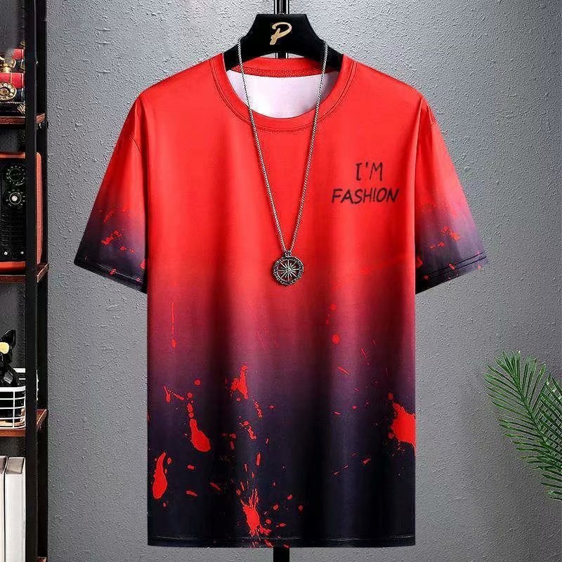 Gradient Half-length Sleeve Versatile Casual T-shirt For Men