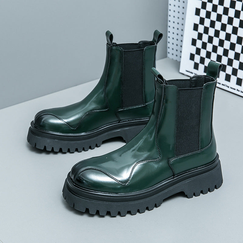 Men's  Glossy Ankle Boots
