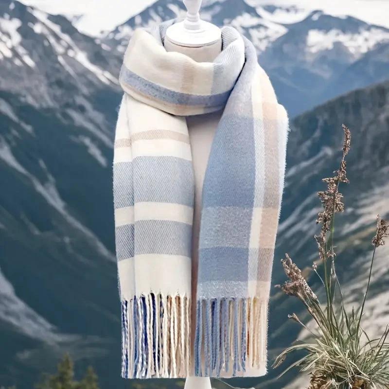 Couple Winter Scarf - Thick Warm Polyester Tassel Shawl Wrap, 180x70cm Unisex Scarves For Women & Men, Christmas Thanksgiving Gift by GJG Denim