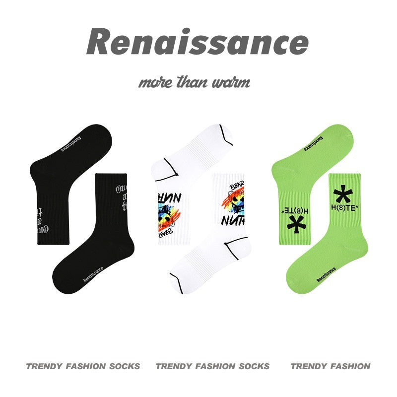 Men's Renaissance Original Tube Socks Simple Letters