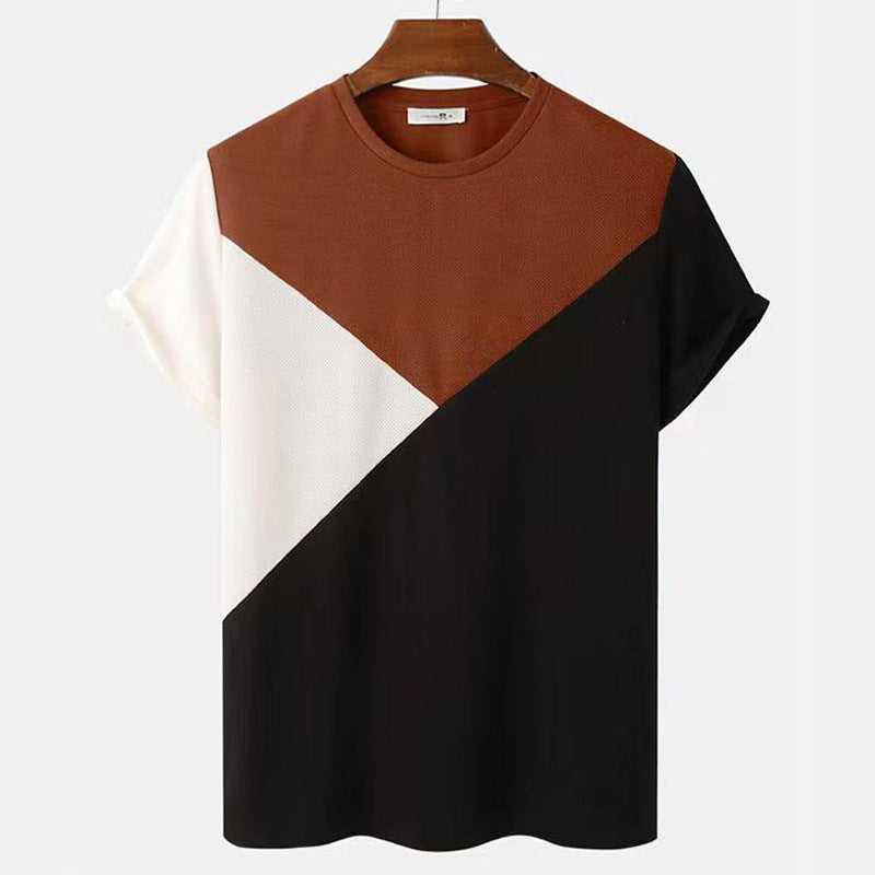 Striped 3D Printed Short Sleeve Shirt For Men