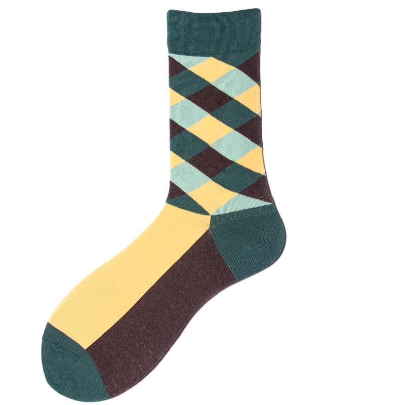 Men's Colorful Diamond-shaped Tube Socks