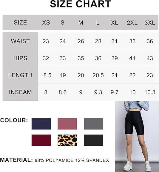 3 Pack Biker Shorts For Women High Waist With Pockets - '' Summer Tummy Control Spandex Workout Running Yoga Shorts