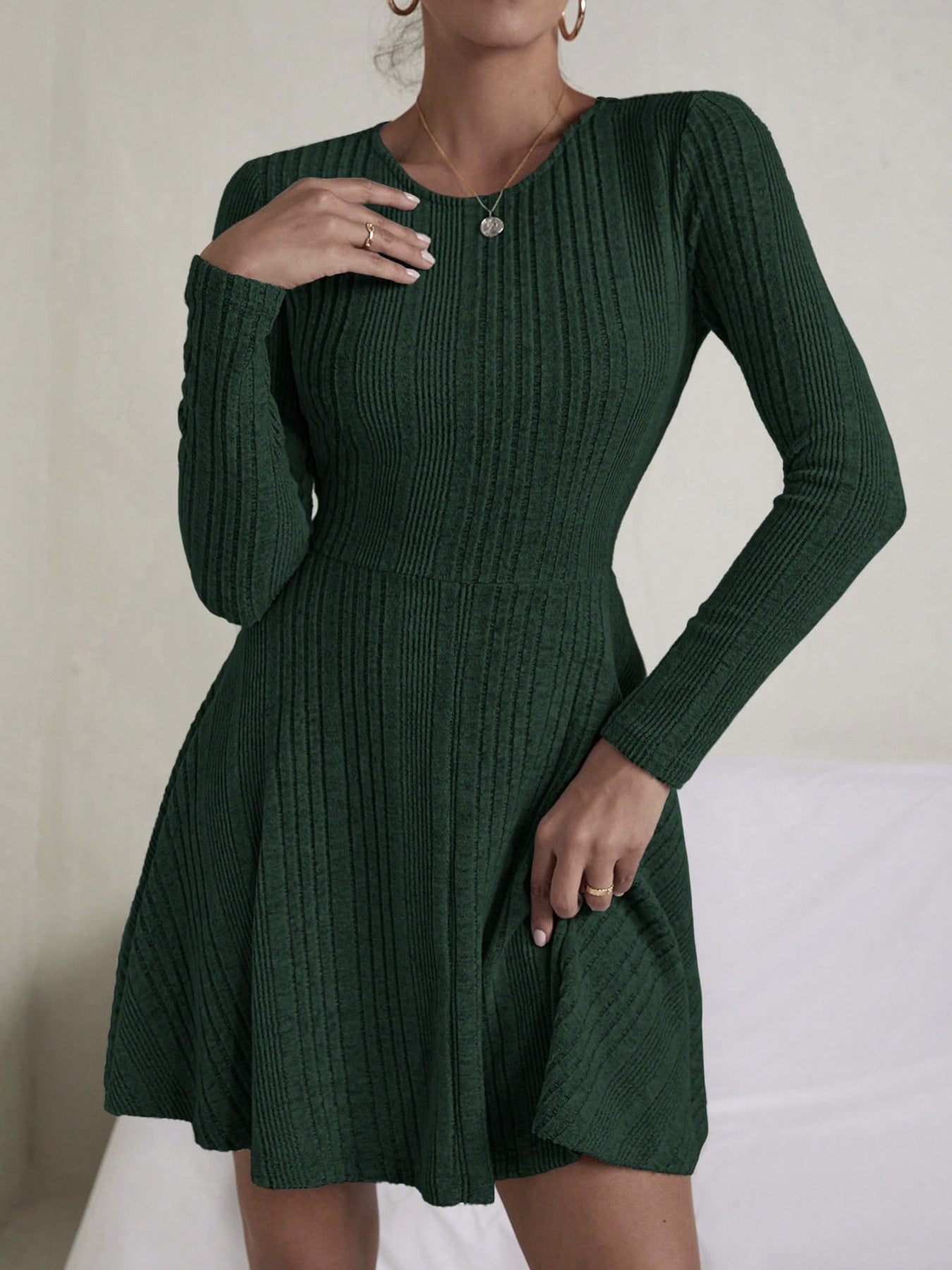 Women's Elegant Rib Knitted Skirt Solid Color