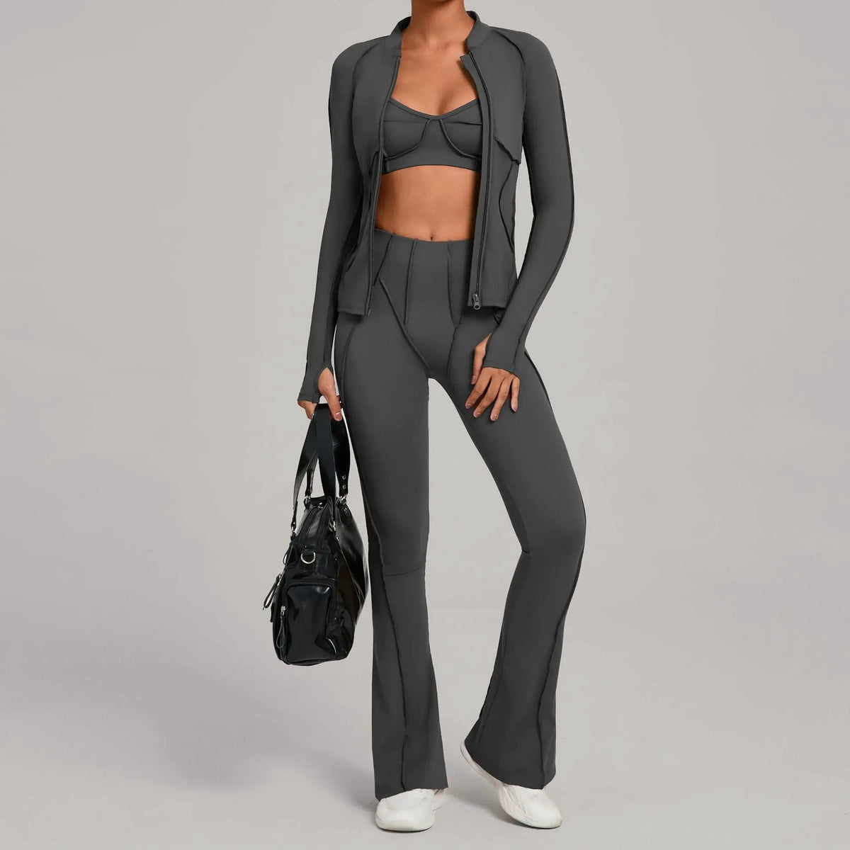 Women's Zip Up Top And Yoga Pants Set by GJG Denim
