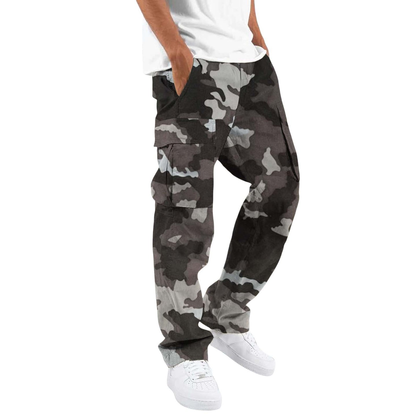 Fashion Camouflage cargo Men's Printing Fashion Outdoor Overalls Straight Rope Overalls Men's Clothing Men's Pants Casual