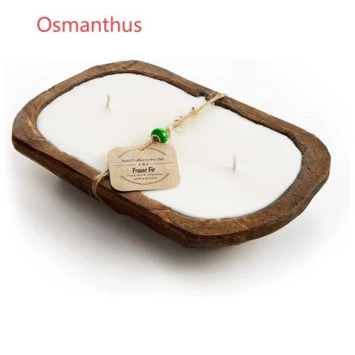 Retro Lavender Wooden Basin Candles Three Wick Aromatherapy Candle by GJG Denim