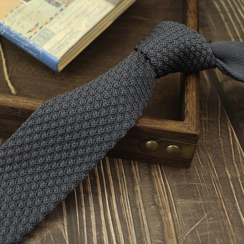 Narrow Woolen Knitted Tie For Men