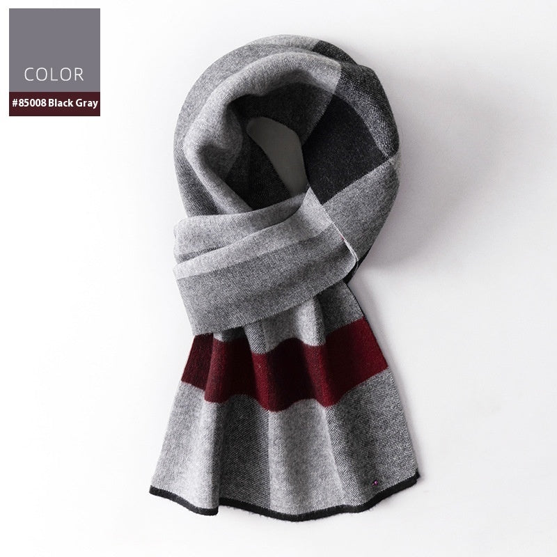 Men's Wool Winter Plaid Double-sided Scarf