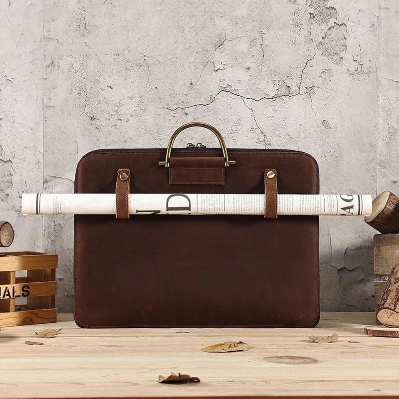 Men's Genuine Leather Computer Bag by GJG Denim