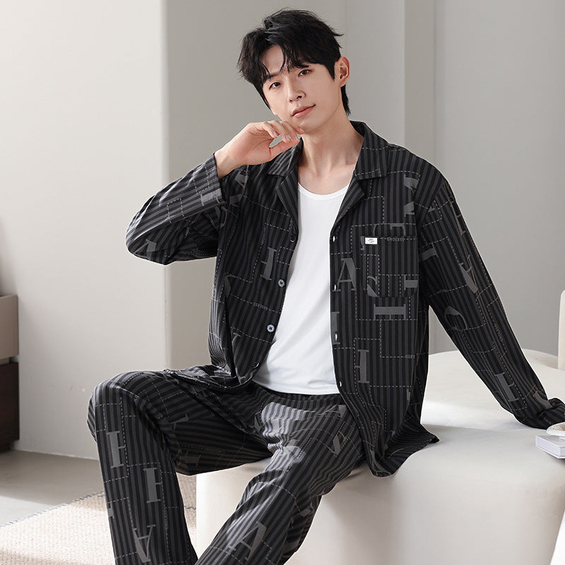Men's Pure Cotton Long Sleeved Pajamas
