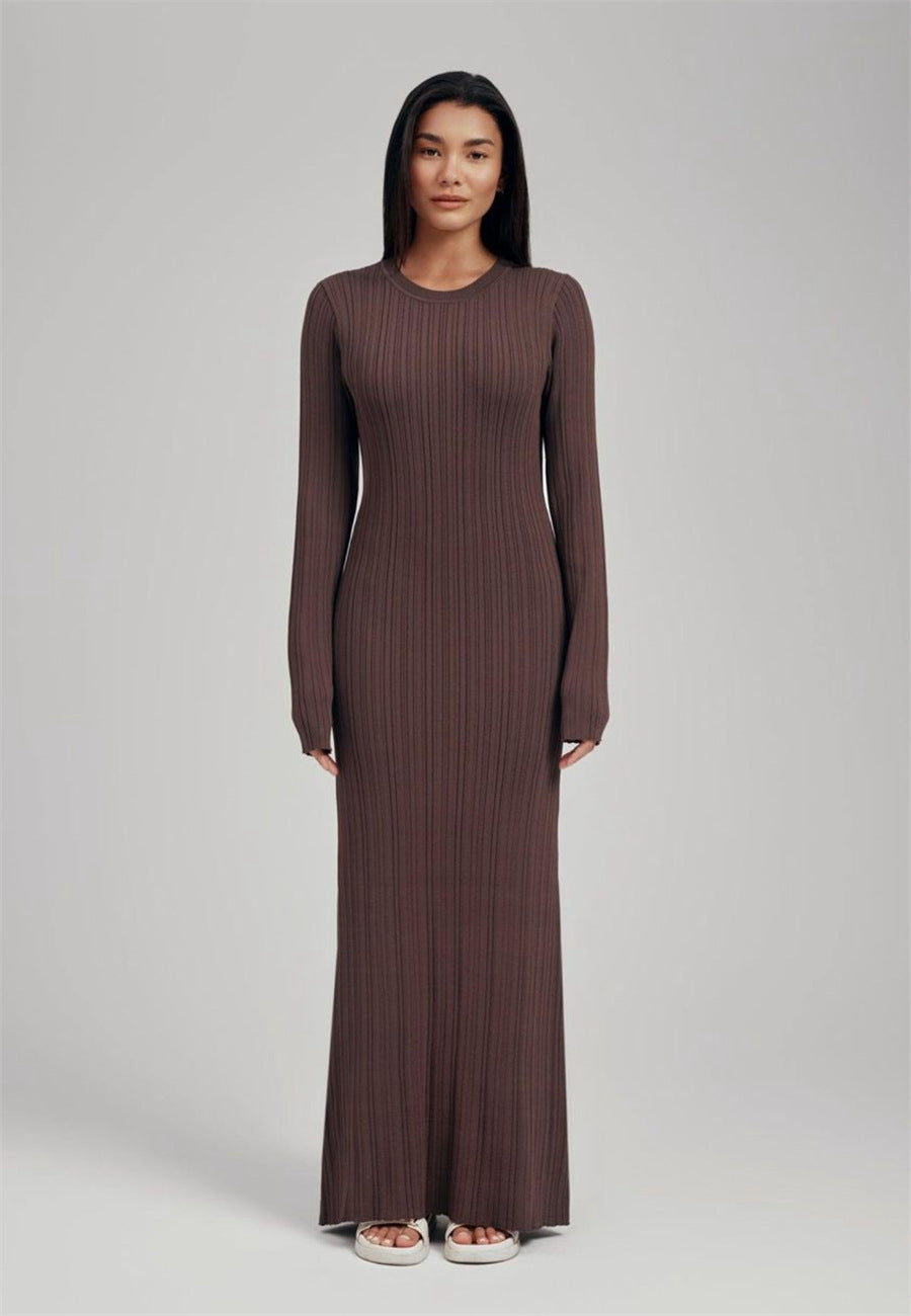 Figure-flattering Foreign Trade Thermal Base Long Sleeve Sweater Dress