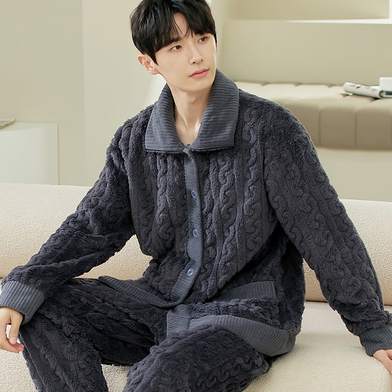 Men's Long Sleeve Cardigan Pajamas