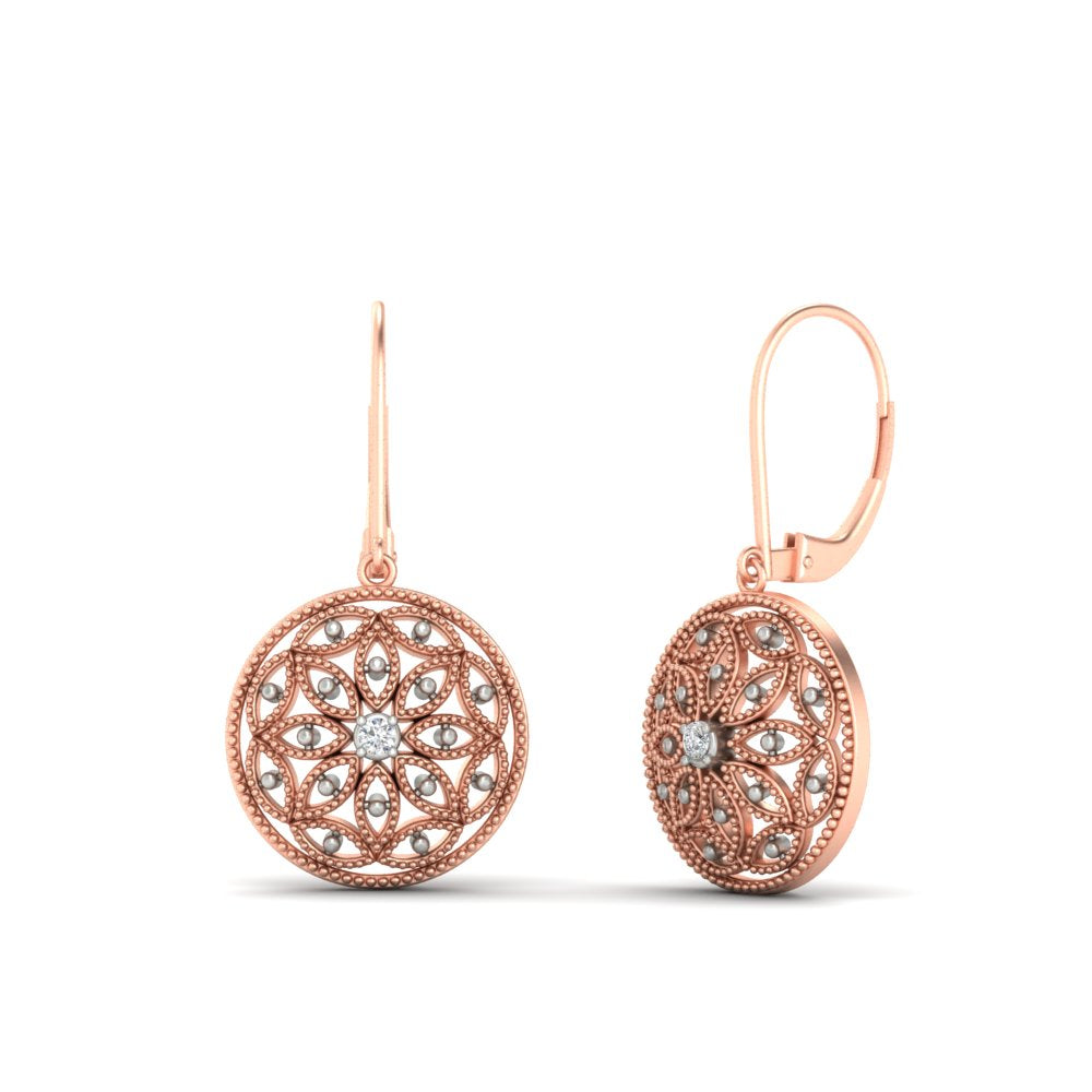 Filigree Circle Drop Lever Back Earring