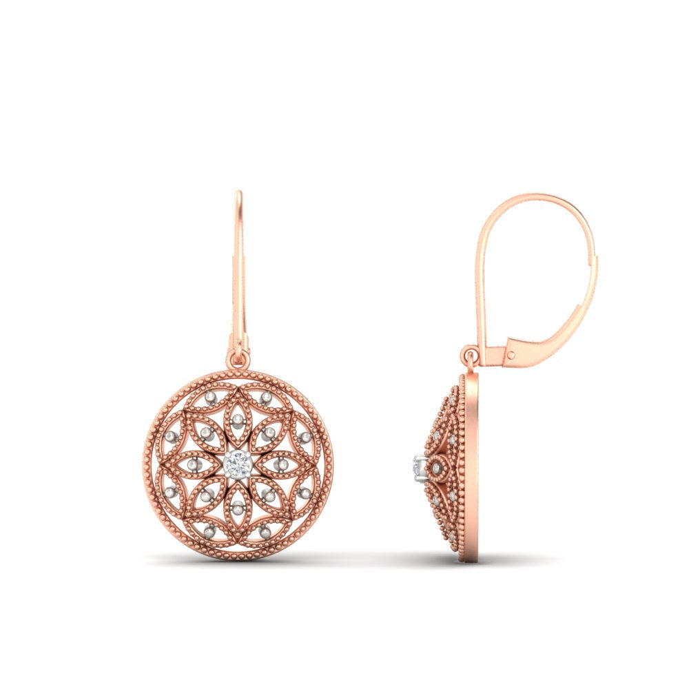 Filigree Circle Drop Lever Back Earring