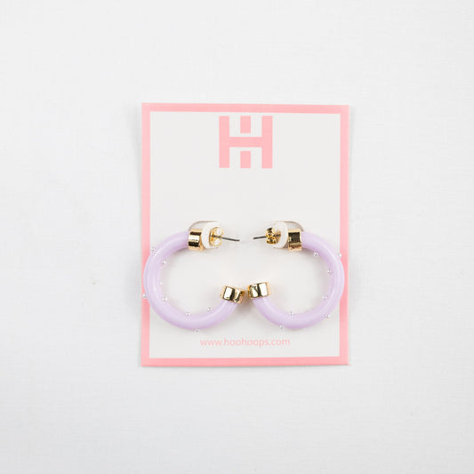 Mini  Hoops - Lavender with Pearls