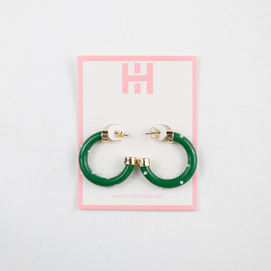 Mini  Hoops - Kelly Green with Pearls