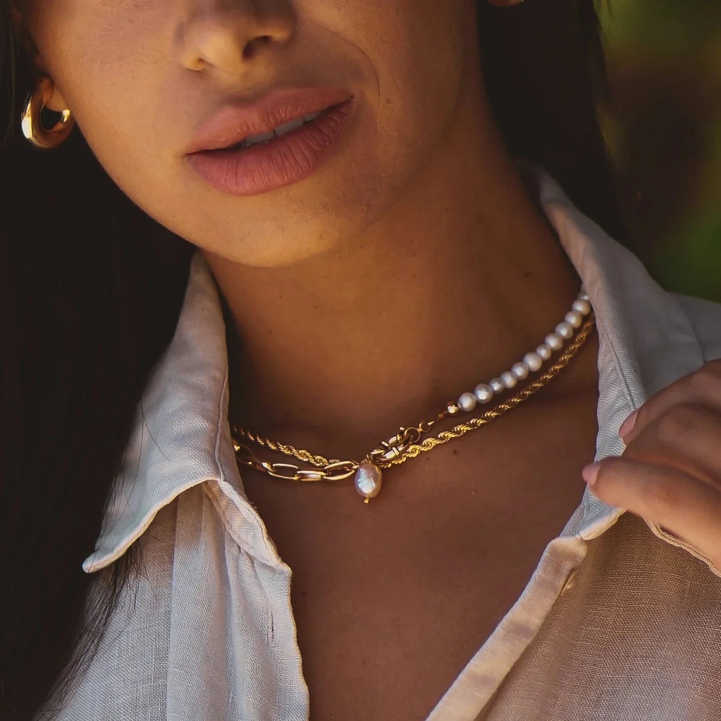 Garnet Pearl Necklace