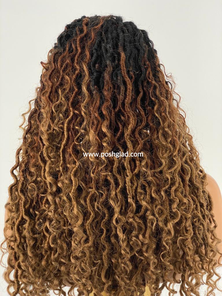 Faux Locs Wig, Full Lace, Color 1B30, Bra strap Length - Ready To Ship