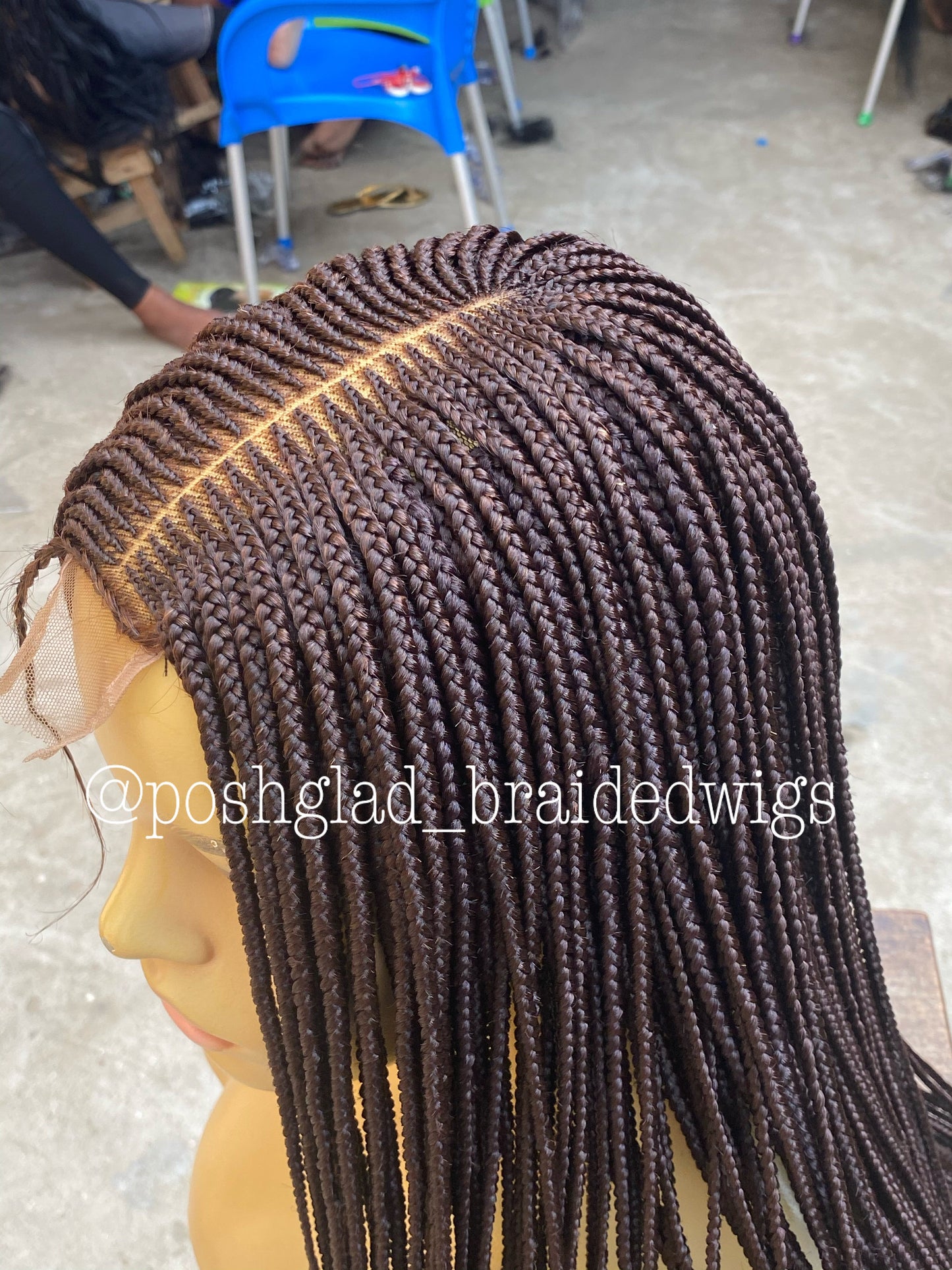 Cornrow Braid Wig "6 by 2 Closure Lace" Midback Length (Thelma)