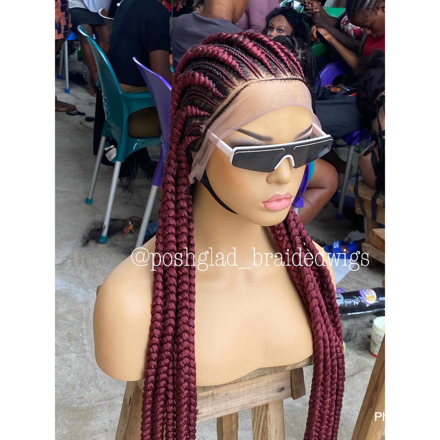 Cornrow Braid Wig - All Back Wine Color - Fatou
