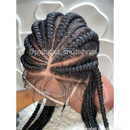 Cornrow Braid Wig - Feed In Braid Color 1B - Bolu