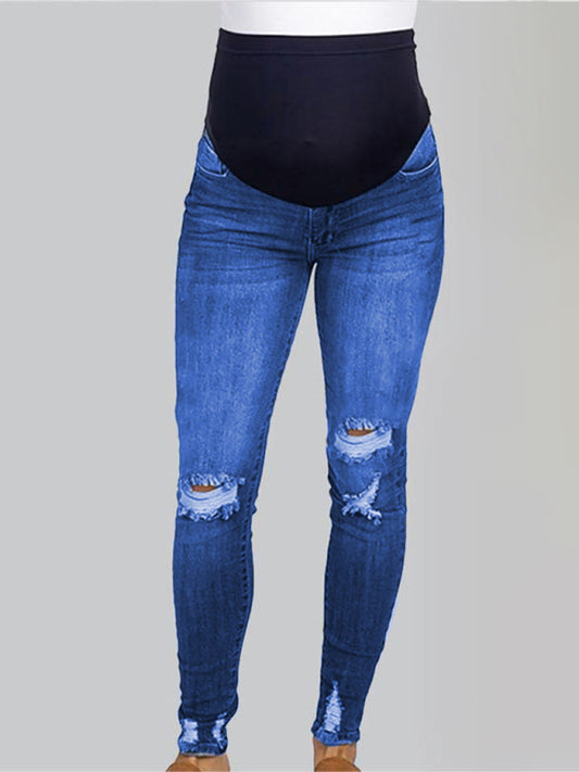 Maternity Jeans - High Waist Belly Support Casual Pants