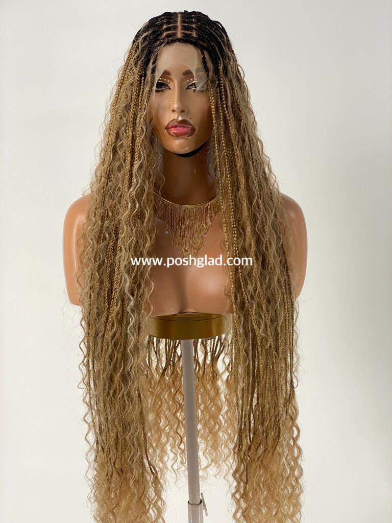 BOHEMIAN KNOTLESS BRAID WIG, FULL LACE, WAIST, VIP LUX COLOR