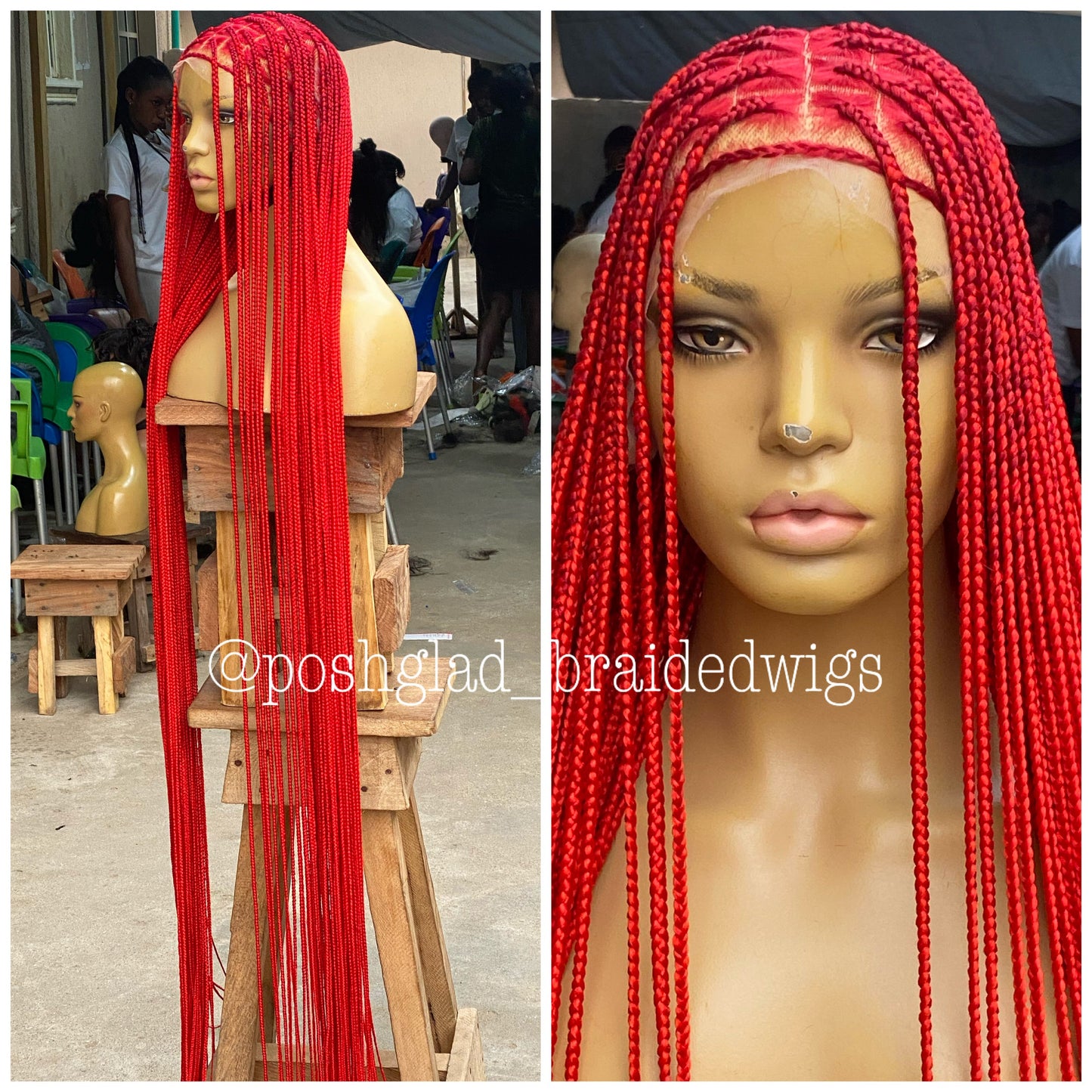 Knotless Braid Wig - Premium Red Calf Length - Kendal