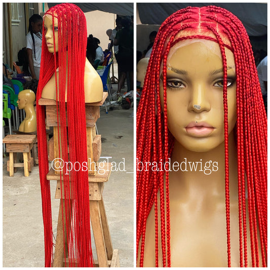 Knotless Braid Wig - Premium Red Calf Length - Kendal