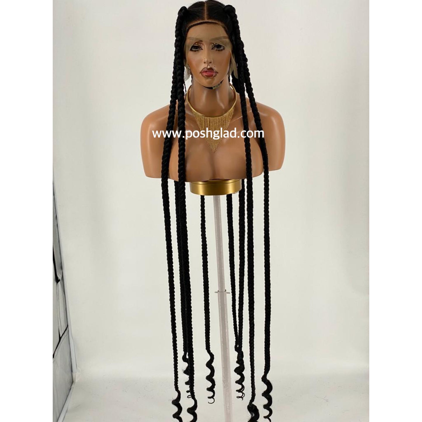 Large Jumbo Knotless Spiral Tip (100% Human Hair Full Lace Base) Color 1B - Jessie