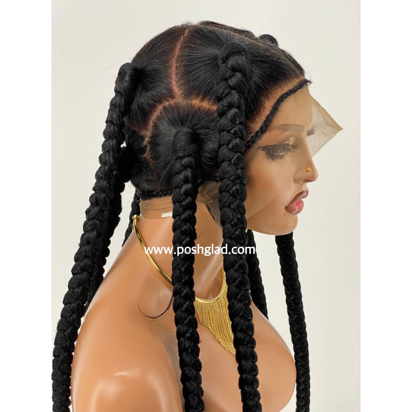 Large Jumbo Knotless Spiral Tip (100% Human Hair Full Lace Base) Color 1B - Jessie