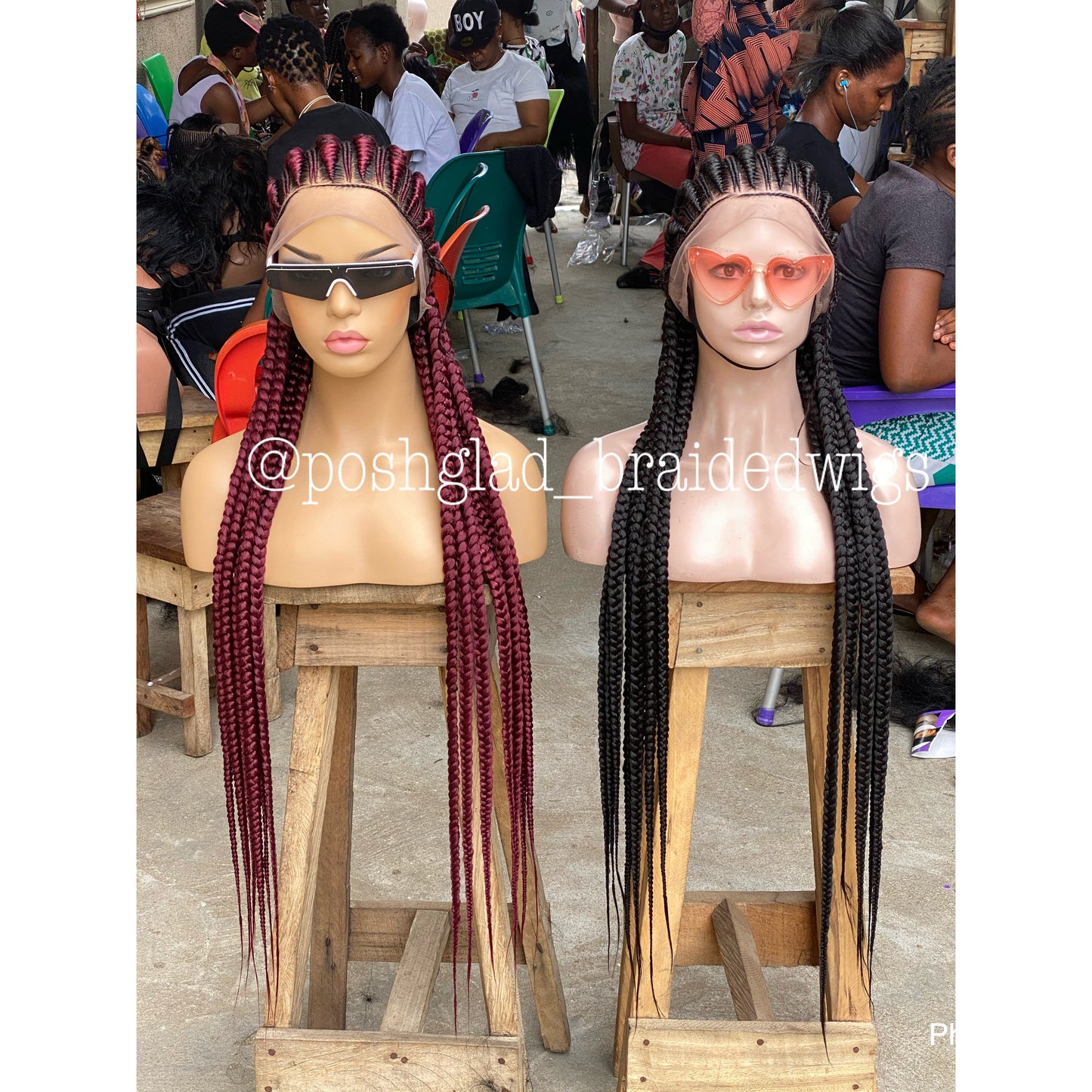 Cornrow Braid Wig - All Back Wine Color - Fatou