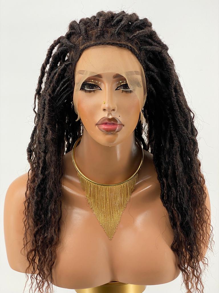 Distressed Locs Wig, Swiss Full Lace, Color 1B/30, Armpit Length - READY TO SHIP