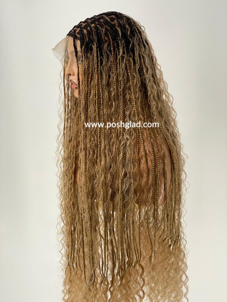BOHEMIAN KNOTLESS BRAID WIG, FULL LACE, WAIST, VIP LUX COLOR