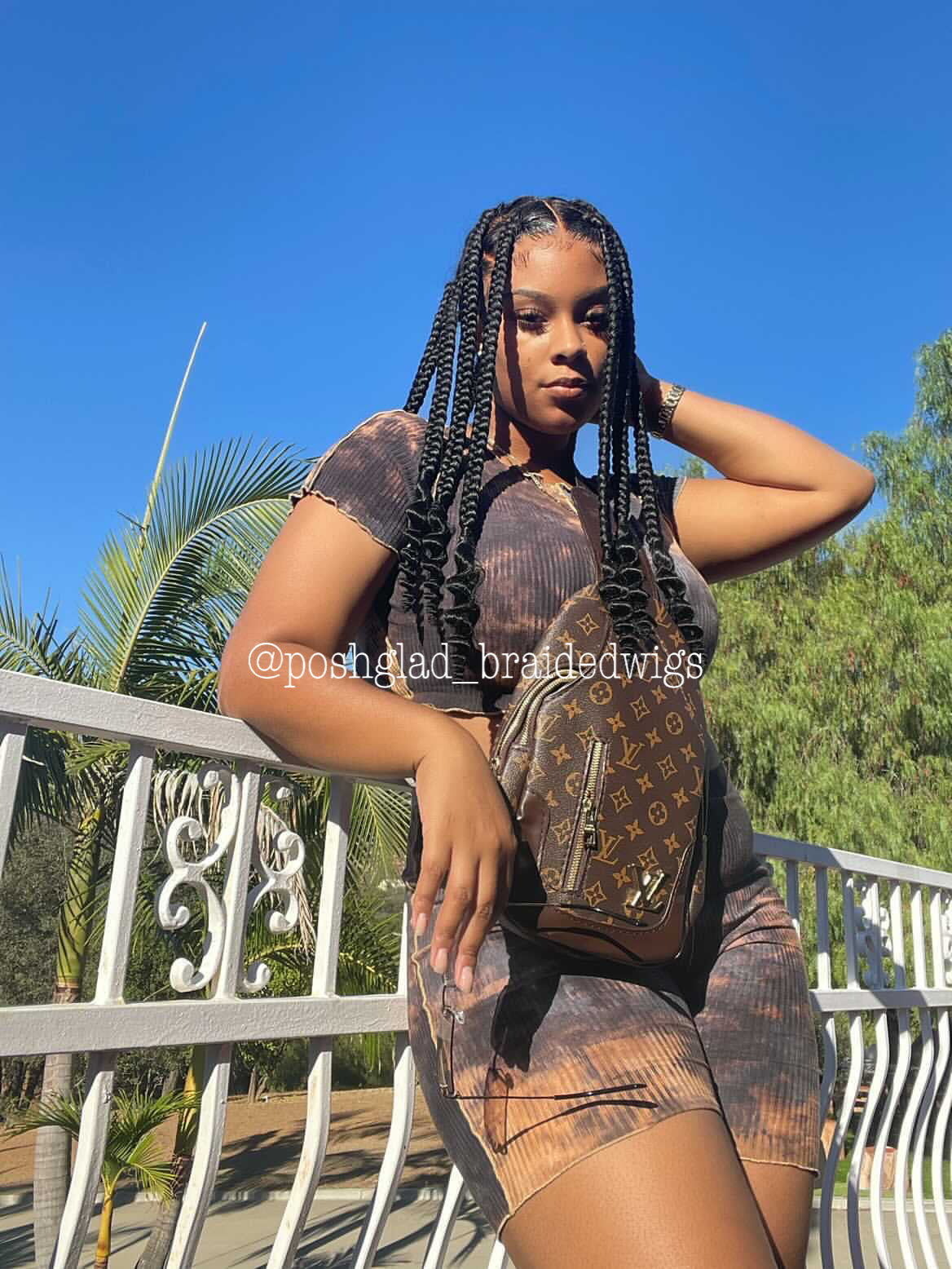 CoiLeray Jumbo Knotless Braid Wig (100% Full Lace Base) Black Color, Spiral End - Rae