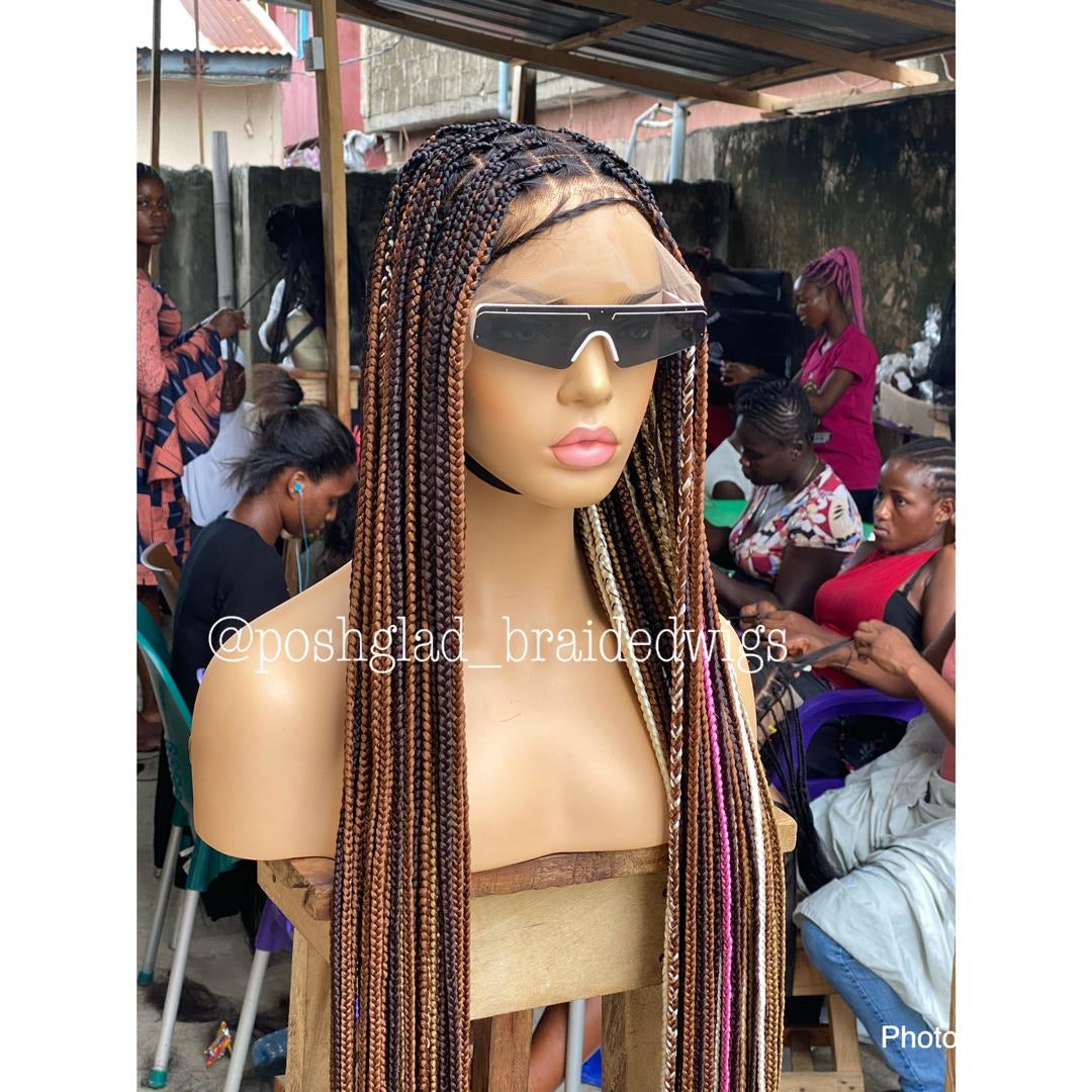 Shade Knotless Braid Wig - Multi Colors Swiss Full Lace