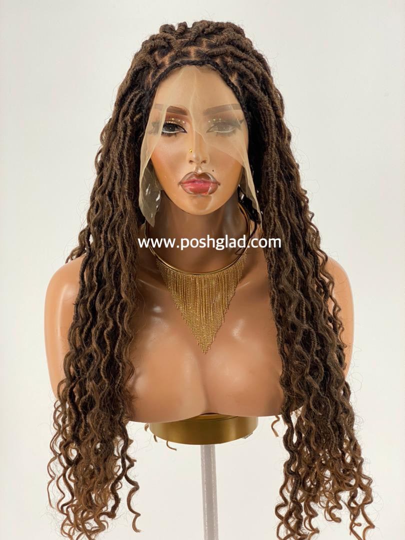 Distressed Locs Wig, Color 1B/27/30, Swiss Full Lace, Midback Length - Ready To Ship