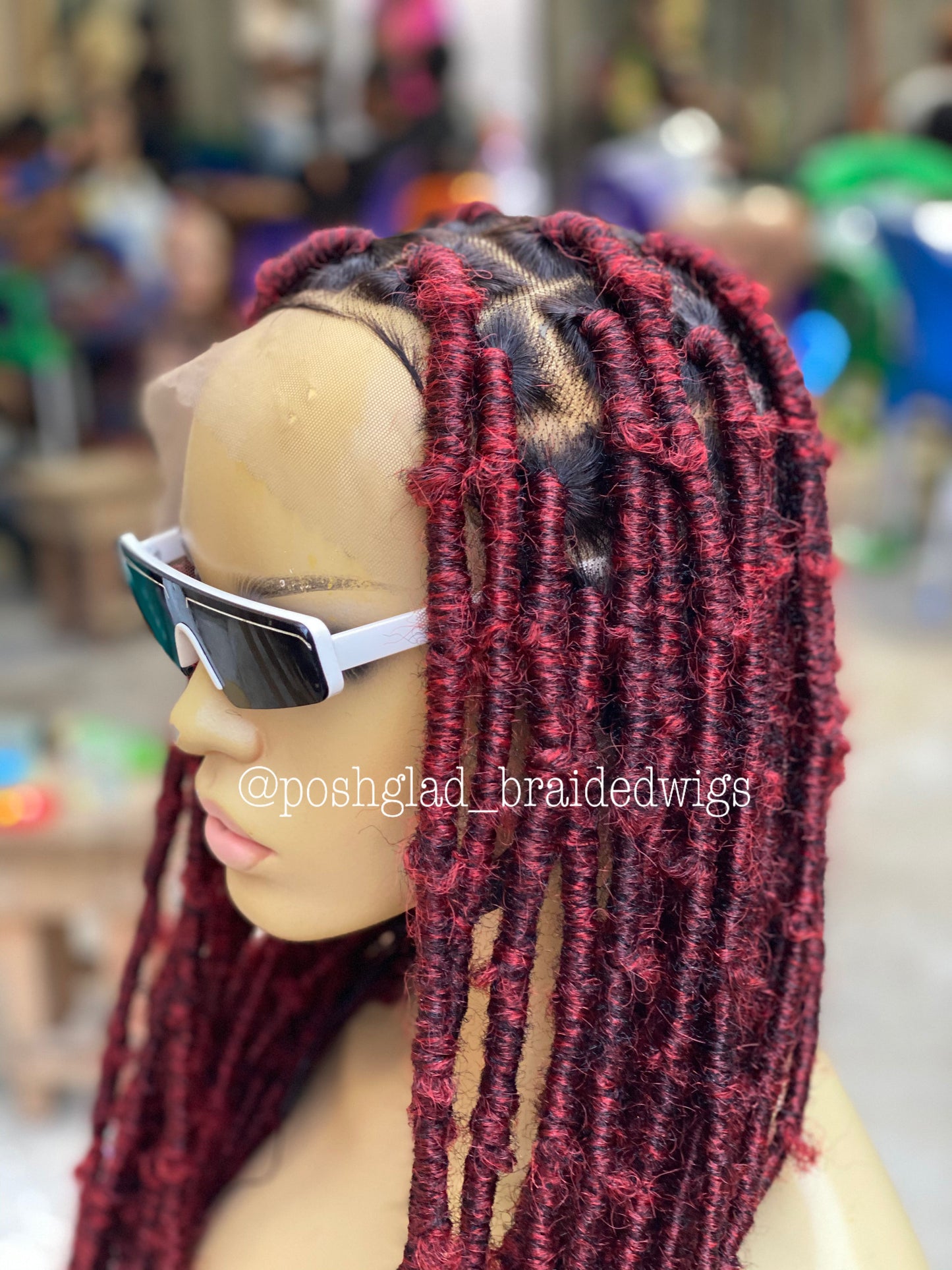 Destress Faux Locs - Wine Color Fire Red Ombré - Rosemary