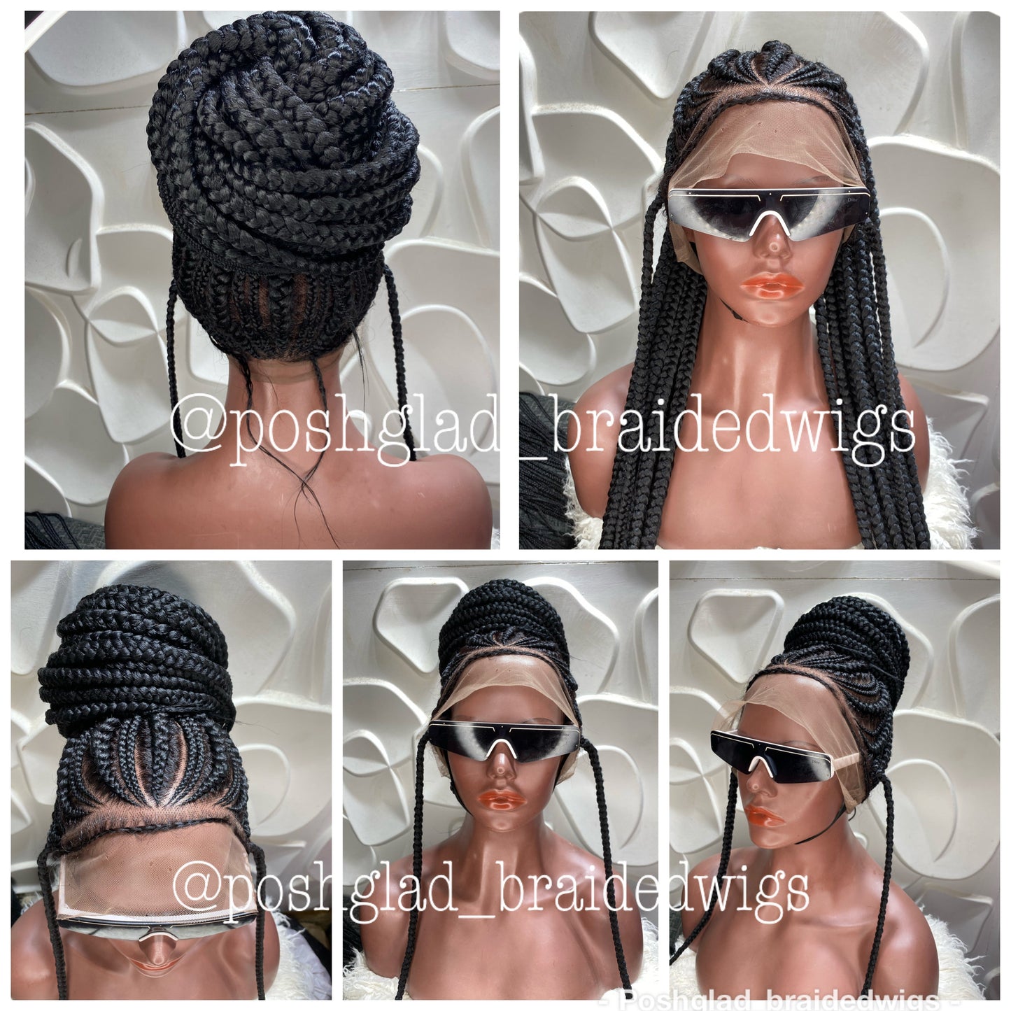 Cornrow Braid Wig - Color 1B Ponytail - Sekinat