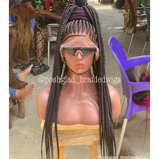 Cornrow Braid Wig - Full Lace Purple Mix - Avalon