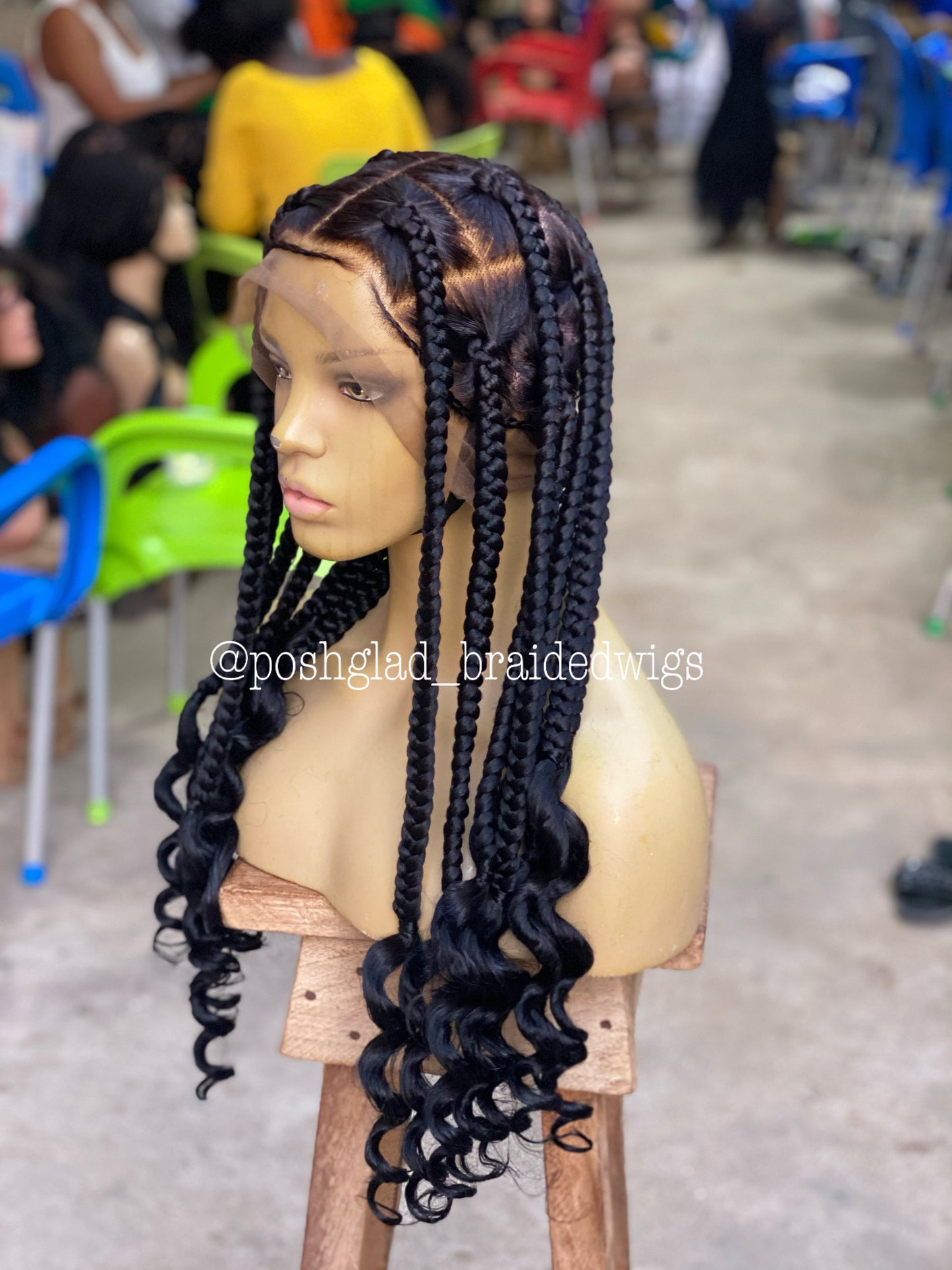 Coileray HairStyle Jumbo Knotless Braid, Full Lace, Color 1B, 30 Inches, Glueless