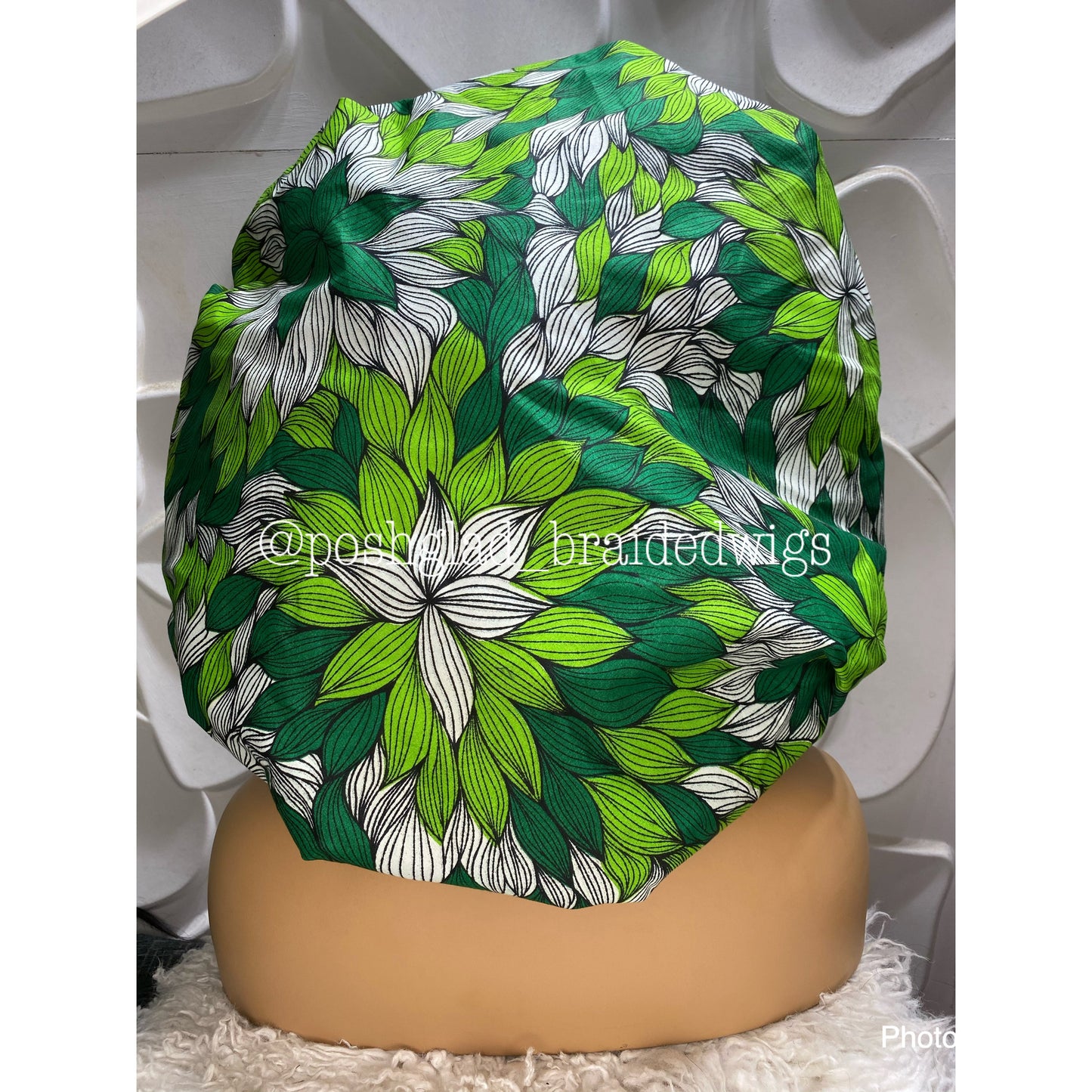 Green Fabric Made Hair Bonnet & Nose Mask